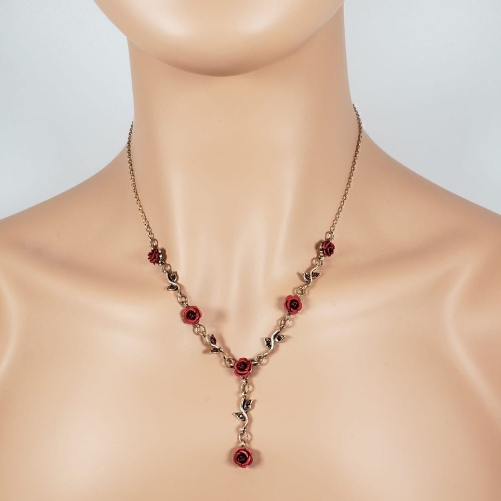Brand New Red Rose Necklace